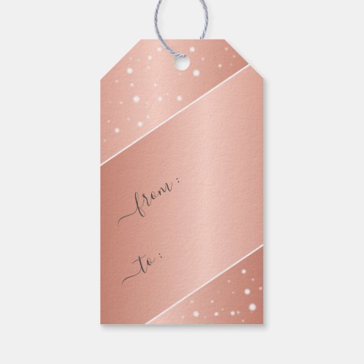 Elegant Roos Goud Effect Leuke Kerstmis Sneeuwvlok Cadeaulabel (Achterkant)