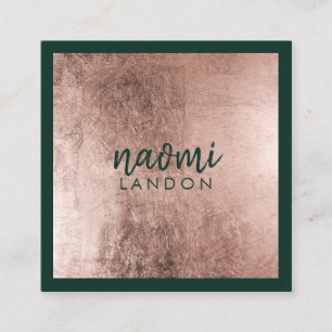 Elegant roos goud en donkergroen modern minimalist vierkante visitekaartje