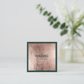 Elegant roos goud en donkergroen modern minimalist vierkante visitekaartje (Staand voorkant)