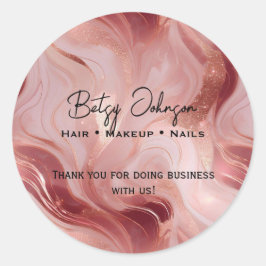 Elegant Roos Goud en Glitter gemarmerd Dank u Ronde Sticker