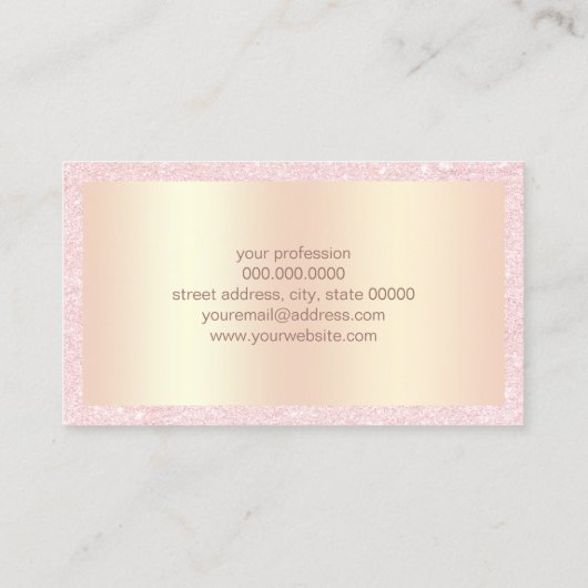 Elegant roos goud- en glittergebeurtenisplanner visitekaartje (Achterkant)