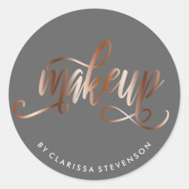 Elegant roos goud en grijze make-up artiest ronde sticker