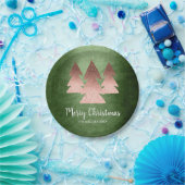 Elegant roos goud en groene kerstaven papieren bordje (Feest)