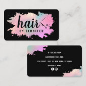 Elegant roos goud en groene schaar haarstylist visitekaartje (Voorkant / Achterkant)