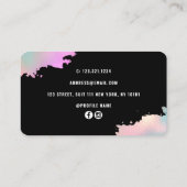 Elegant roos goud en groene schaar haarstylist visitekaartje (Achterkant)