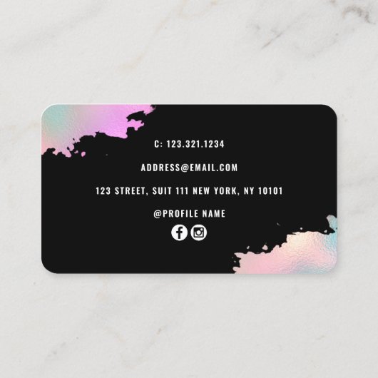 Elegant roos goud en groene schaar haarstylist visitekaartje (Achterkant)