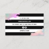 Elegant roos goud en groene schaar haarstylist visitekaartje (Achterkant)