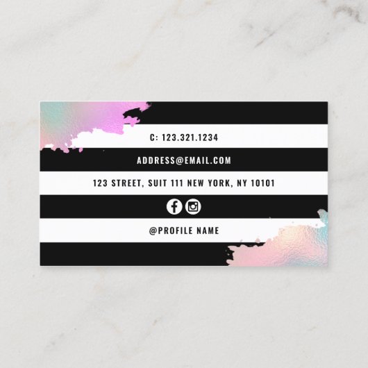 Elegant roos goud en groene schaar haarstylist visitekaartje (Achterkant)