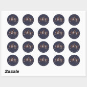 Elegant roos goud en marineblauw make-up artiest ronde sticker (Vel)