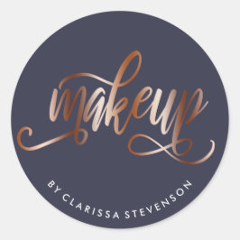 Elegant roos goud en marineblauw make-up artiest ronde sticker
