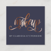 Elegant roos goud en marineblauw make-up artiest vierkante visitekaartje (Voorkant)