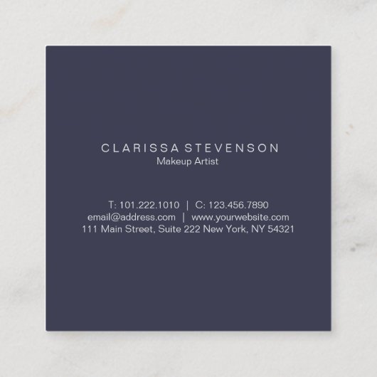 Elegant roos goud en marineblauw make-up artiest vierkante visitekaartje (Achterkant)