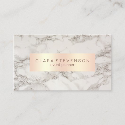Elegant roos goud- en marmer-gebeurtenisplanner visitekaartje (Voorkant)