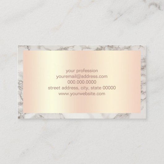 Elegant roos goud- en marmer-gebeurtenisplanner visitekaartje (Achterkant)