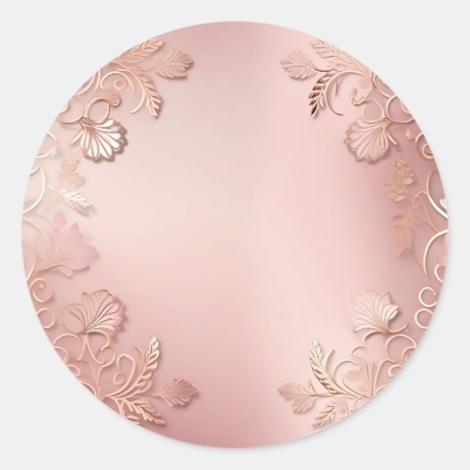 Elegant Roos Goud en roze bloemig Ronde Sticker (Voorkant)