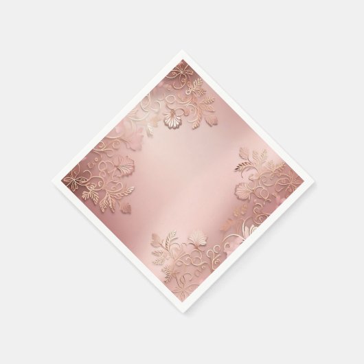 Elegant Roos Goud en roze bloemig Servet (Hoek)