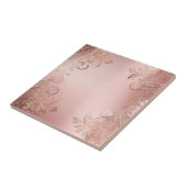 Elegant Roos Goud en roze bloemig Tegeltje (Zijkant)