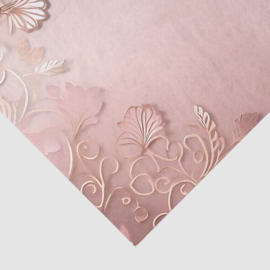 Elegant Roos Goud en roze bloemig Tissuepapier (Detail)