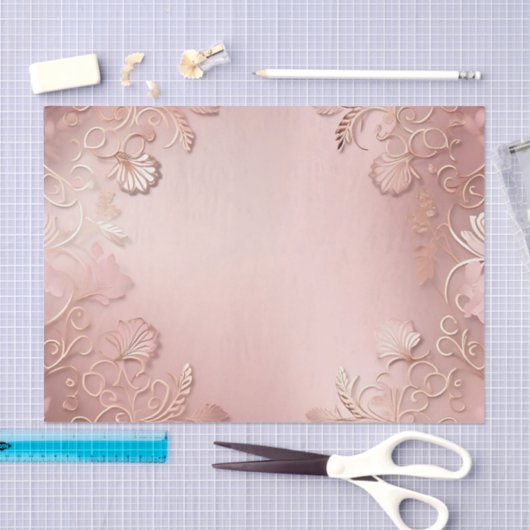 Elegant Roos Goud en roze bloemig Tissuepapier (Craft)