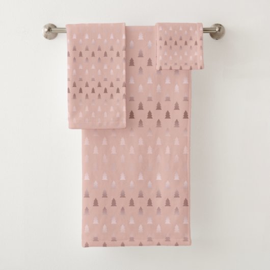 Elegant roos goud en roze kerstboomstructuur bad handdoek (Insitu)
