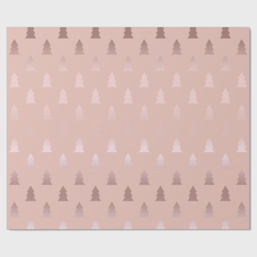 Elegant roos goud en roze kerstboomstructuur cadeaupapier (Vlak)