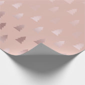 Elegant roos goud en roze kerstboomstructuur cadeaupapier (Hoek)
