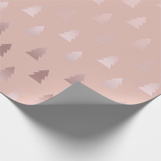 Elegant roos goud en roze kerstboomstructuur cadeaupapier (Hoek)