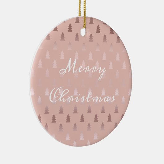 Elegant roos goud en roze kerstboomstructuur keramisch ornament (Rechts)