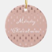 Elegant roos goud en roze kerstboomstructuur keramisch ornament (Voorkant)