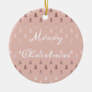 Elegant roos goud en roze kerstboomstructuur keramisch ornament