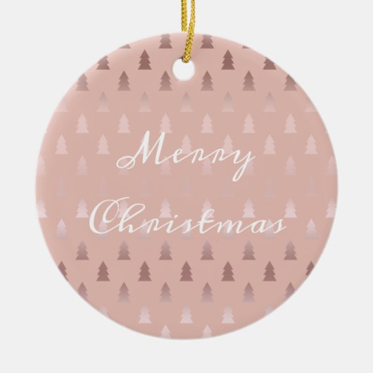 Elegant roos goud en roze kerstboomstructuur keramisch ornament (Voorkant)