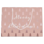 Elegant roos goud en roze kerstboomstructuur large cadeautasje (Voorkant)