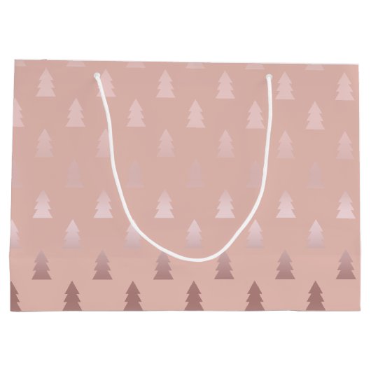 Elegant roos goud en roze kerstboomstructuur large cadeautasje (Achterkant)