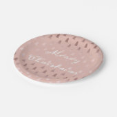 Elegant roos goud en roze kerstboomstructuur papieren bordje (Gekanteld)