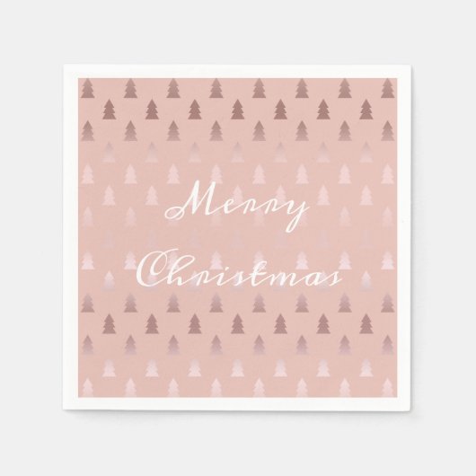 Elegant roos goud en roze kerstboomstructuur servetten (Voorkant)