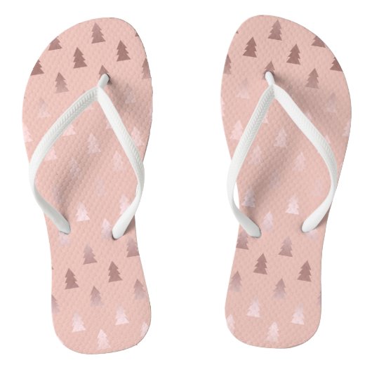 Elegant roos goud en roze kerstboomstructuur teenslippers (Voetbed)