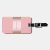 Elegant roos goud en roze strook bagagelabel (Voorkant horizontaal)
