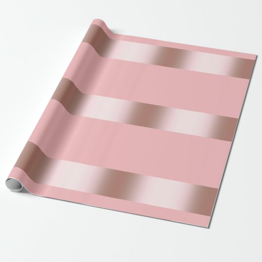 Elegant roos goud en roze strook cadeaupapier (Uitgerold)