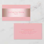 Elegant roos goud en roze strook visitekaartje (Voorkant / Achterkant)