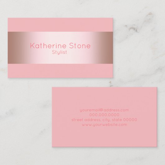 Elegant roos goud en roze strook visitekaartje (Voorkant / Achterkant)