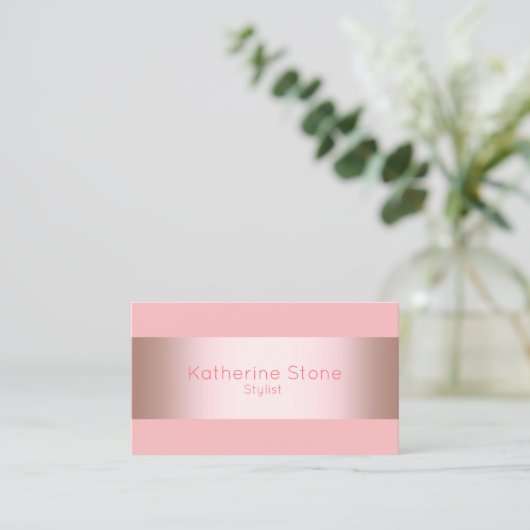 Elegant roos goud en roze strook visitekaartje (Staand voorkant)