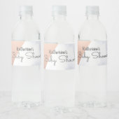 Elegant roos goud en wit marmer baby shower waterfles etiket (Flessen)