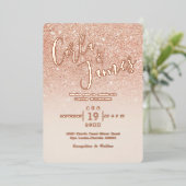 Elegant Roos goud Faux Glitter chic Wedding Folie Uitnodiging (Staand Voorkant)