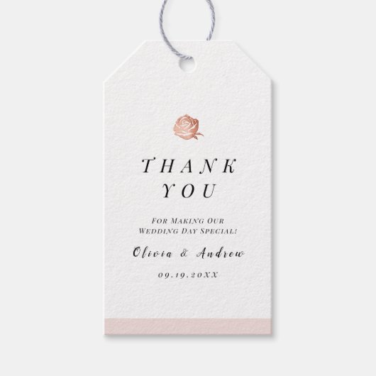 Elegant Roos goud floral minimalist bedankt Cadeaulabel (Voorkant)
