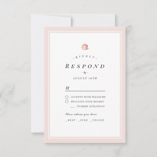 Elegant Roos goud floral minimalist bruiloft RSVP (Voorkant)