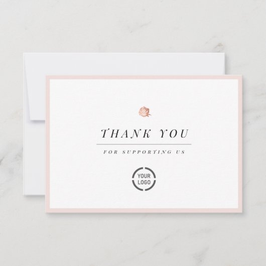 Elegant Roos goud floral minimalist business Bedankkaart (Voorkant)