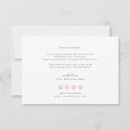 Elegant Roos goud floral minimalist business Bedankkaart (Achterkant)