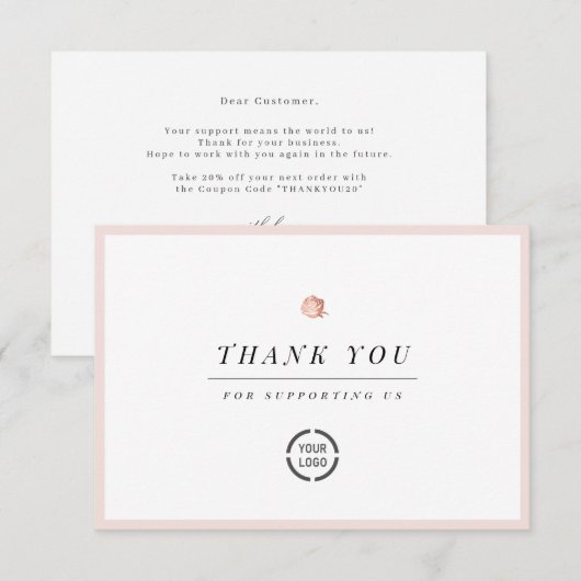 Elegant Roos goud floral minimalist business Bedankkaart (Voorkant / Achterkant)