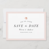 Elegant Roos goud floral minimalist save the date (Voorkant)