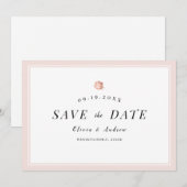 Elegant Roos goud floral minimalist save the date (Voorkant / Achterkant)